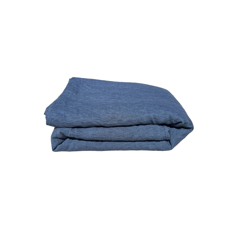 Pottery Barn Belgian Flax 100% Linen Duvet Cover Slate-Blue Cal King 108x92 Luxe